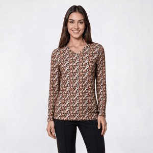 Petite Hasting & Smith Long Sleeve Mini Ditsy Floral V Neck Tee alternate view